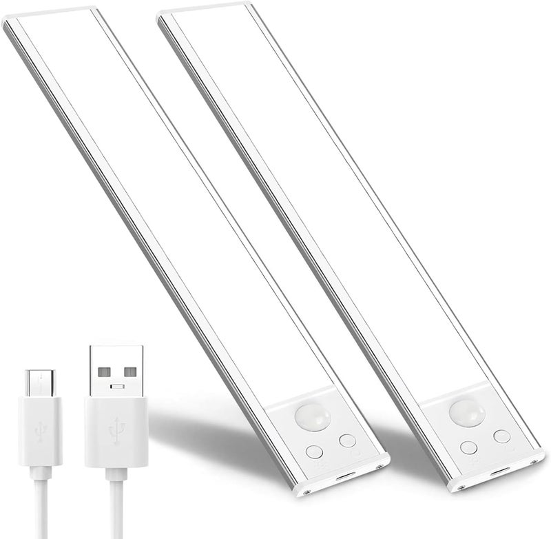 Rvhouse 2 Pack Motion Activated RV Step Lights, USB Rechargeable 48 LED Rv Light Camping Camper Lights Adjustable 3 Colours for Motorhome Travel,Travel Trailers, Camper (White - Image 1
